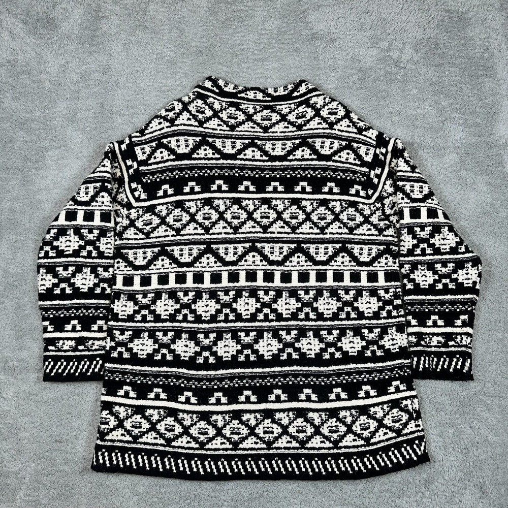J.JILL Thick Knit Cotton Wool Blend Black & White‎ Pullover Mock Neck Sweater L - Picture 2 of 11
